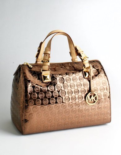 Michael Kors Grayson Large Satchel With MK Logo In Cocoa