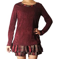 Long Sleeves Knit Plaid Print Jumper 