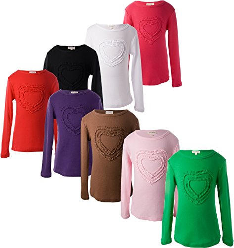 Ipuang Girls' Heart-shaped Long Sleeve T-Shirt
