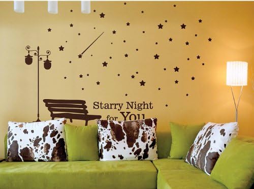 Newsee Decals Starry Night For You Stars for Kids' Room Vinyl Wall Art Deco Decor Mural Stickers Decal Brown