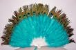 Turquoise Marabou Feather Fan with Peacock Tips