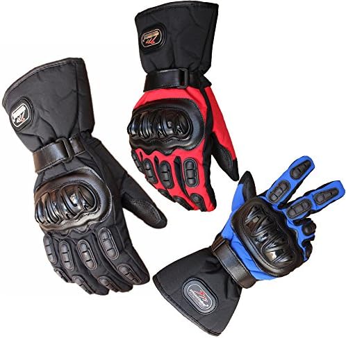Motorcycle Racing Riding Bike Bicycle Cycling Waterproof Windproof Winter Keep Warm with Pu Leather Protective Gloves Glove for Hiking, Mountaineer, Skating, Skiing M/l/xl (XL, Black)