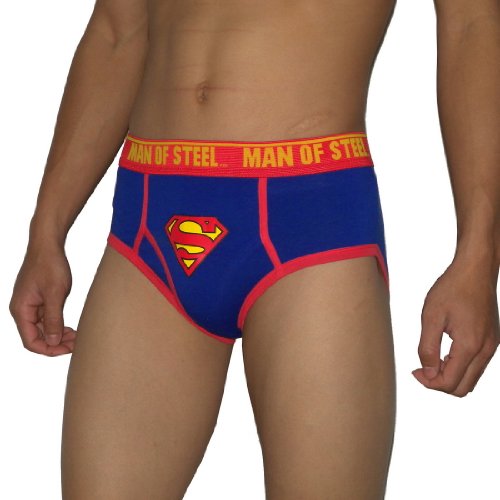  Mens Superman Finest Open Fly Boxer Shorts / Underwear Briefs - Blue