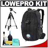 Lowepro Primus AW (Black) Backpack + Tripod + Accessory Kit for Canon Rebel XSi, XS, XTi, 40D, Nikon D40, D60, D80, D200, D300, D700, Olympus Evolt E-410, E-420, E-510, E-520, and Sony Alpha A200, A300, A350, A700 Digital SLR Cameras