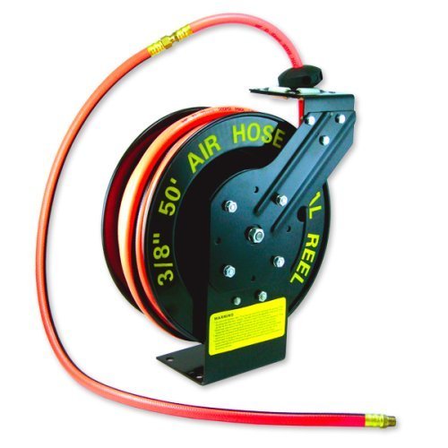 Heavy-Duty Auto-Rewind Retractable Air Hose Reel with 50' x 3/8