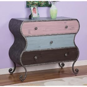 Kids Drawer Chest with Undulating Side Panels in Multicolored Finish