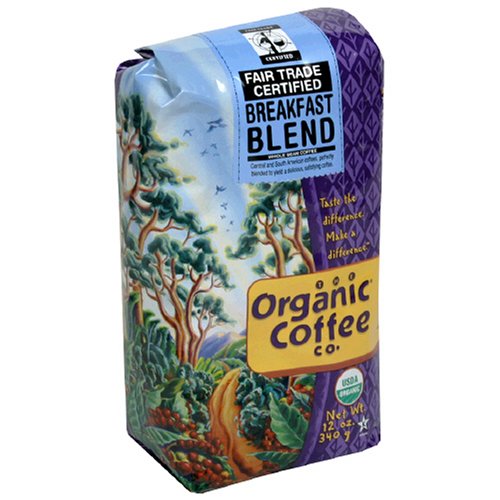The Organic Coffee Co. Whole Bean Coffee, Breakfast Blend, 12-Ounce Bag (Pack of 3) by The Organic Coffee Co.