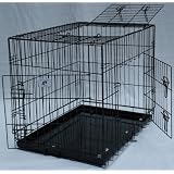 Best Pet Black 30" Triple-Door Suitcase Style Folding Metal Dog Crate with Metal Pan - 30"(l) x 21"(w) x 24"(h)