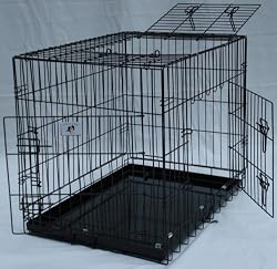 3 Door Suitcase Style Folding Metal Dog Crate with Metal Pan 36Lx24Wx26H