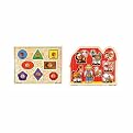 Melissa & Doug Large Shapes and Large Farm Wooden Jumbo Knob Puzzle Bundle