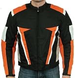 Nemesis Orange Black Armored Mens Textile Motorcycle Jacket