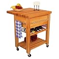 Baby Grand Work Center with Drop Leaf and Wine Rack - Natural