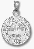 Clemson Tigers New Seal Pendant - 14KT White Gold Jewelry