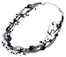 Oi! - Ladies Onyx, Fresh Water Pearl And Crystal On Black Ribbon Necklace - N2027