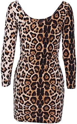 Classic Leopard Patter Print Midi Bodycon Dress(Leopard,S)