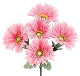 Set of 6-Pink Silk Gerber Daisy Floral Bushes- 12" tall