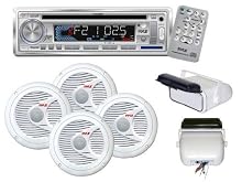 Pyle Waterproof Audio System Package for the Car/Truck/Boat, In-dash AM/FM/MPX Radio, CD/MP3 Player with USB & SD Card Function -- Universal Stereo Housing with Full Chasis Wired Casing -- 2 Pairs of 150w 6.5" Marine 2-way Speakers