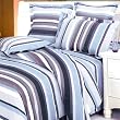 Blancho Bedding - [Blue Purple Stripes] Luxury Comforter Set Combo 300GSM