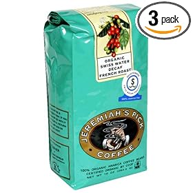 Jeremiah's Pick Coffee Co, Whole Bean Coffee, Organic Water Processed Decaf, 10-Ounce Bags (Pack of 3)