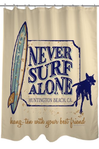 Bentin Pet Decor Never Surf Alone Shower Curtain 71 By 74 Inch