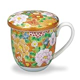 蓋付マグカップ　本金花詰　龍山 【九谷焼】