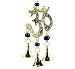 OM YOGA HANGING BELLS ~ Brass w/ Blue Ornaments ~ 9