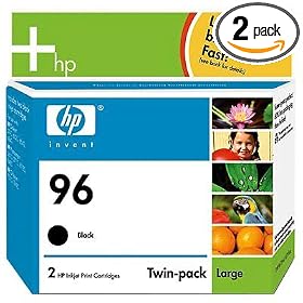 HP 96 Twinpack Black Inkjet Print Cartridge with Vivera Ink (C9348FN#140)
