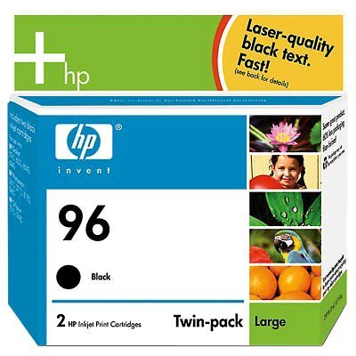 Childrens Toyshop  Office Products : HP 96 Twinpack Black Inkjet Print Cartridge with Vivera Ink (C9348FN#140)