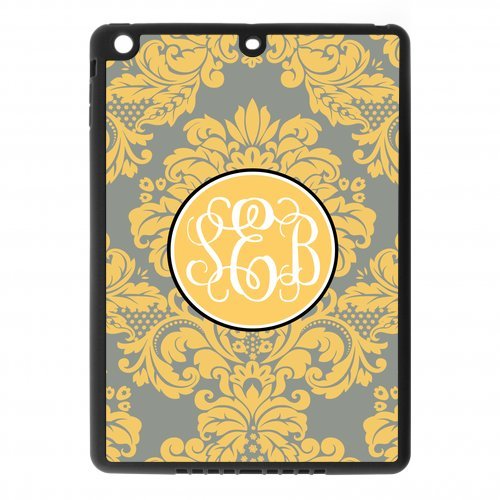 Yellow And Gray Damask Plastic Case For IPAD AIR 2 White or Black For Choice