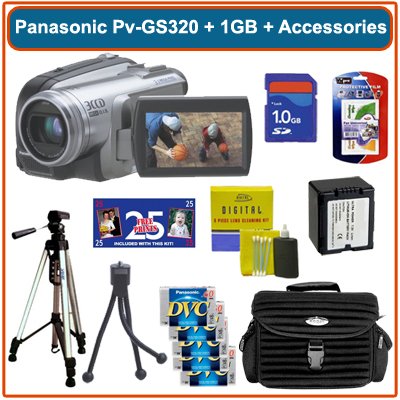 Panasonic Pv GS320 3.1mp 3ccd Minidv Camcorder Plus 1gb Accessories Kit