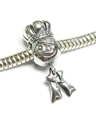 Sterling silver Family Crown Moms Little Boy Prince Dangle Screw On Bead For Pandora European Charm Bracelets