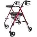 4-wheel Folding Rolling Walker with Shopping Basket, Padded Seat and Dual Handbrakes.