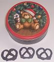 Scott's Cakes 1 lb. Dark Chocolate Covered Pretzel in a Teddy Bear Tin