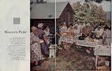 The Face of AMERICA - Mountain Picnic! They call the hills
hereabouts the Boston Mountains, but don't let the name fool you.
This is Newton County, Arkansas, deep in the Ozarks. And besides,
where in Boston could you find a golden-brown roast turkey stuffed
with Cap Nelson's special giblet dressing? That's Cap doing the
carving. The other dishes include chicken and dumplings, baked
brown beans and mashed potato salad. At left is Grandma Raney, who
admits to being 