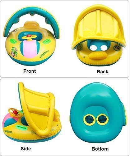 Inflatable Toddler Baby Swim Ring Float Seat Swimming Pool Water Seat With Anti-Uv Canopy Swimming Pool Accessories Piscina by LifeStyle Go