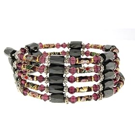 Cloisenne Beads Magnetic Wrap Bracelet Necklace Anklet Lariat - Light Purple