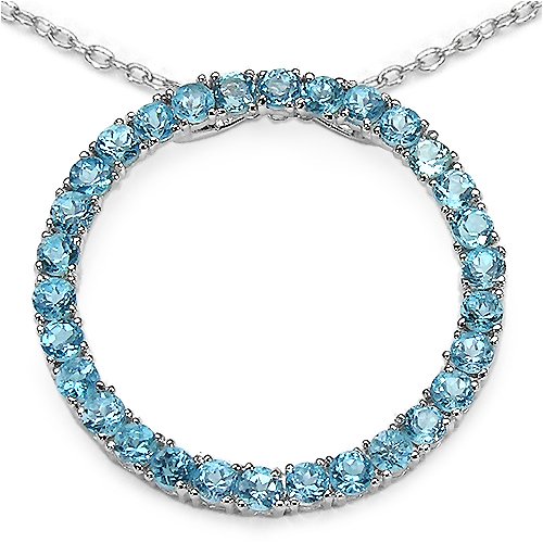 3.60 Carat Genuine Baby Swiss Blue Topaz Sterling Silver Pendant