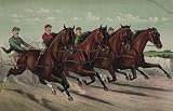 2.75 inch x 2 inch (7.5 x 5cm) Acrylic Fridge Magnet Horse Racing and Trotting Champions At Close Quarters Vintage Image