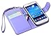The Friendly Swede Basics - PU Leather Stand Wallet Case Cover for Samsung Galaxy SIV Mini S4 Mini i9190 / i9192 / i9195 / i9198 + Matching Stylus + Screen Protector + Cleaning Cloth (Purple)