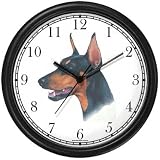 Doberman Pinscher JP Dog Wall Clock by WatchBuddy Timepieces (Black Frame)