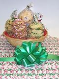 Gourmet Food : Scott's Cakes Small Nut Lovers Cookie Basket with no Handle Candy Cane Wrapping
