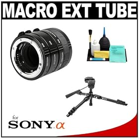 Kenko Macro Automatic Extension Tube Set DG + Tripod + Accessory Kit for Sony Alpha A35, A37, A55, A57, A580, A65, A77, A850, A900 Digital SLR Cameras