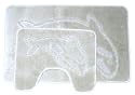 2 Piece Dolphin Bathroom Bath Mat Set ( Cream )