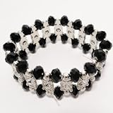 Vintage Beaded Diamond Pattern Bracelets Black /FC-B2002