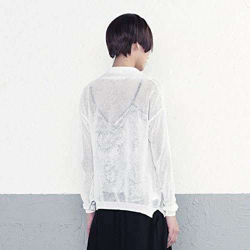 Broadcast Women's Candy Solid Color Semitransparent Long-sleeved Knitting Cardigan Small White