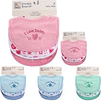 3-Pack "I Love" Drooler Baby Bib, Green