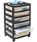 Iris 150817 Project and Scrapbook Carts, 6 Case Chest with Casters, Black