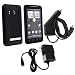 Black Silicone Skin Case + Car+ Home Wall Charger For HTC EVO 4G