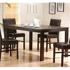 Contemporary Style Cappuccino Finish Dining Table w Drawers