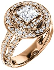 10K Rose Gold Princess Cut Diamond Ring -- LIFETIME WARRANTY